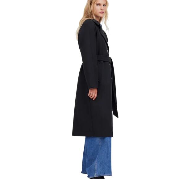 NWT Madewell Double Breasted Trench Coat True Black NS389 Size S - Picture 9 of 14